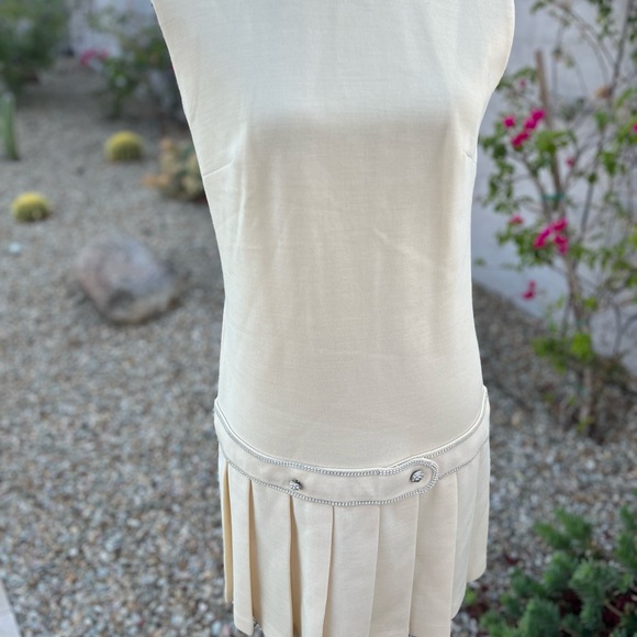 Vintage Butte Knit Charleston pleated rhinestone diamond wool drop waist dress - Picture 6 of 16